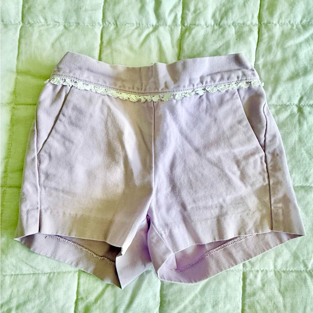 Lavender Girl’s Shorts with Lace Trim